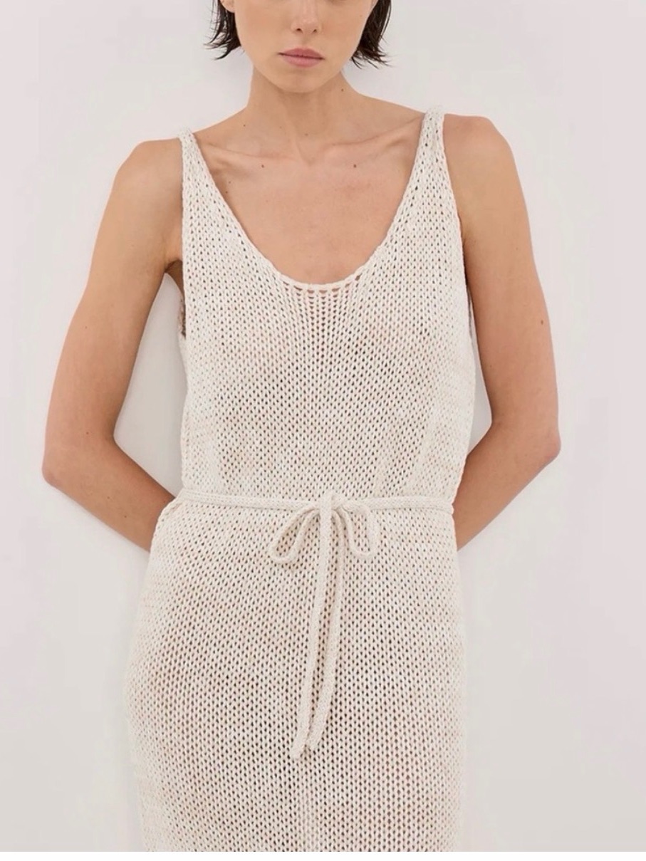 Nwt Dissh Cream Open-Knit Maxi Dress